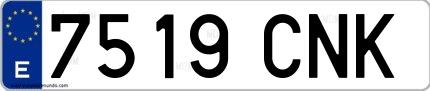 Ejemplo de matrícula española 7519 CNK