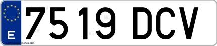 Ejemplo de matrícula de coche ordinaria 7519 DCV
