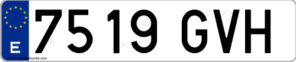 Ejemplo de matrícula de coche ordinaria 7519 GVH
