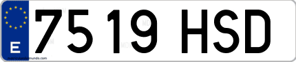 Ejemplo de matrícula de coche ordinaria 7519 HSD