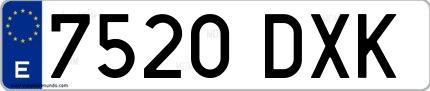 Ejemplo de matrícula española 7520 DXK