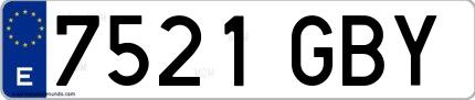 Ejemplo de matrícula española 7521 GBY