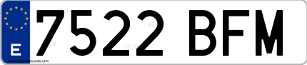 Ejemplo de matrícula de coche ordinaria 7522 BFM