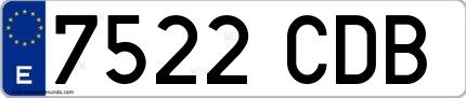 Ejemplo de matrícula española 7522 CDB