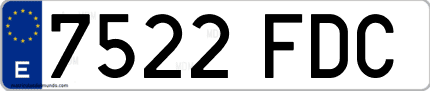 Ejemplo de matrícula de coche ordinaria 7522 FDC