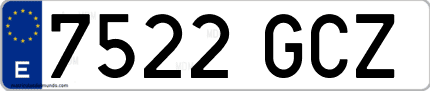 Ejemplo de matrícula de coche ordinaria 7522 GCZ