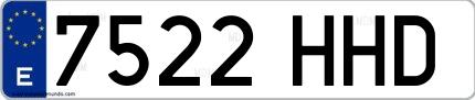 Ejemplo de matrícula española 7522 HHD