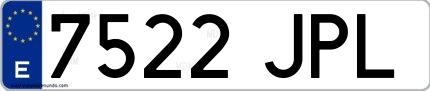 Ejemplo de matrícula española 7522 JPL