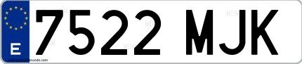 Ejemplo de matrícula española 7522 MJK
