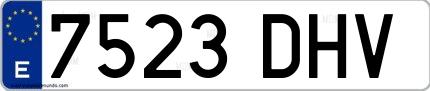 Ejemplo de matrícula española 7523 DHV