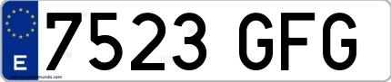 Ejemplo de matrícula española 7523 GFG
