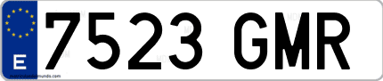 Ejemplo de matrícula de coche ordinaria 7523 GMR
