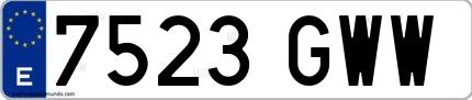 Ejemplo de matrícula española 7523 GWW