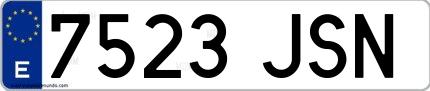 Ejemplo de matrícula española 7523 JSN