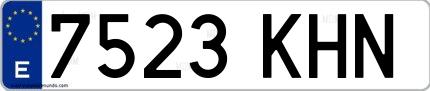 Ejemplo de matrícula española 7523 KHN