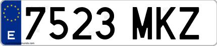 Ejemplo de matrícula de coche ordinaria 7523 MKZ
