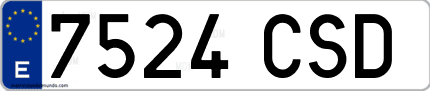 Ejemplo de matrícula de coche ordinaria 7524 CSD