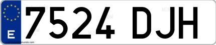 Ejemplo de matrícula española 7524 DJH