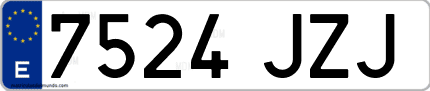 Ejemplo de matrícula de coche ordinaria 7524 JZJ