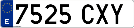 Ejemplo de matrícula de coche ordinaria 7525 CXY
