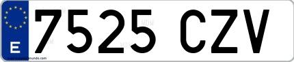Ejemplo de matrícula española 7525 CZV