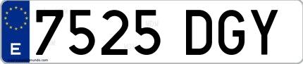 Ejemplo de matrícula española 7525 DGY