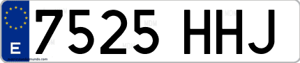 Ejemplo de matrícula de coche ordinaria 7525 HHJ