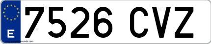 Ejemplo de matrícula española 7526 CVZ