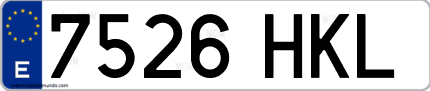 Ejemplo de matrícula de coche ordinaria 7526 HKL