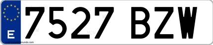 Ejemplo de matrícula española 7527 BZW