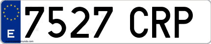 Ejemplo de matrícula de coche ordinaria 7527 CRP