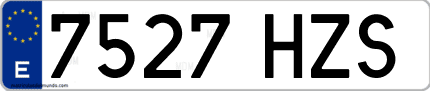Ejemplo de matrícula de coche ordinaria 7527 HZS