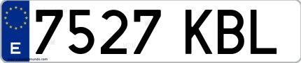 Ejemplo de matrícula de coche ordinaria 7527 KBL