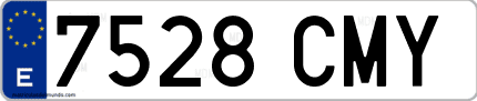 Ejemplo de matrícula de coche ordinaria 7528 CMY