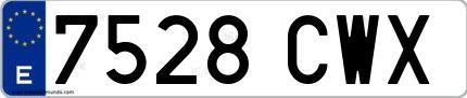Ejemplo de matrícula española 7528 CWX