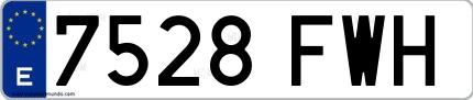 Ejemplo de matrícula española 7528 FWH