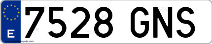 Ejemplo de matrícula de coche ordinaria 7528 GNS