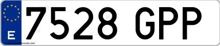 Ejemplo de matrícula española 7528 GPP