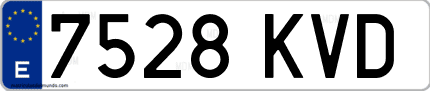 Ejemplo de matrícula de coche ordinaria 7528 KVD