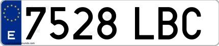Ejemplo de matrícula española 7528 LBC
