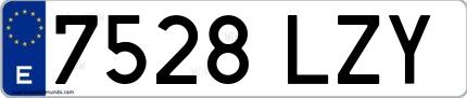 Ejemplo de matrícula española 7528 LZY