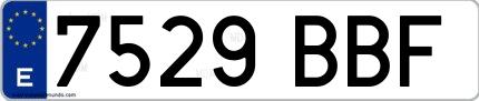 Ejemplo de matrícula española 7529 BBF