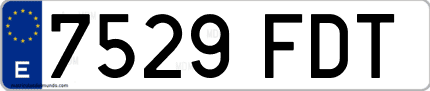 Ejemplo de matrícula de coche ordinaria 7529 FDT