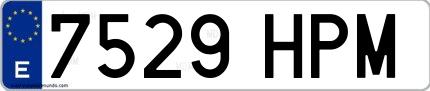 Ejemplo de matrícula española 7529 HPM