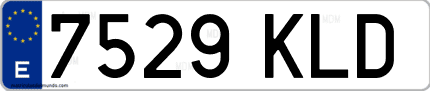 Ejemplo de matrícula de coche ordinaria 7529 KLD