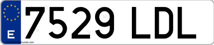 Ejemplo de matrícula de coche ordinaria 7529 LDL