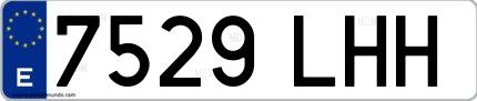 Ejemplo de matrícula española 7529 LHH