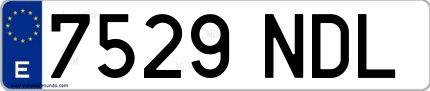 Ejemplo de matrícula española 7529 NDL
