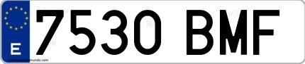 Ejemplo de matrícula española 7530 BMF