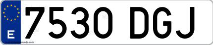 Ejemplo de matrícula española 7530 DGJ